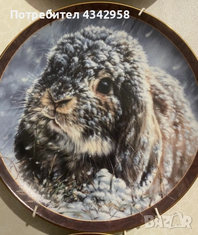 Колекционерски декоративни порцеланови чинии Bradford Exchange “Bunny Tales” – Vivi Crandall, 1997 г, снимка 5 - Антикварни и старинни предмети - 55073043
