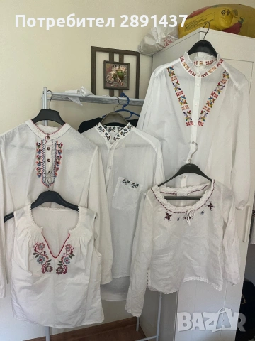 Ризи дамски и мъжки ръчно бродирани , маркови памучни 