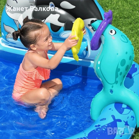 Надуваем детски басейн с морски животни, водни играчки и игра за хвърляне на халки, снимка 10 - Надуваеми играчки - 54868473