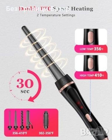 Нова 5 в 1 маша за коса с 4 керамични приставки и термо четка за къдрици и изправяне, снимка 7 - Маши за коса - 53971115