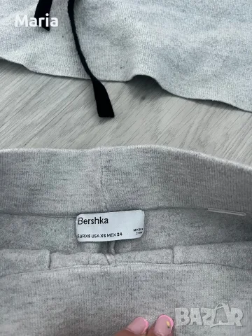 Bershka дамски плетен комплект суитшърт с качулка и панталон XS, снимка 4 - Комплекти - 55514148