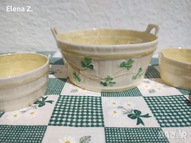 Прекрасни съдчета от фин пароски порцелан Belleek Ireland, снимка 4 - Декорация за дома - 55273531