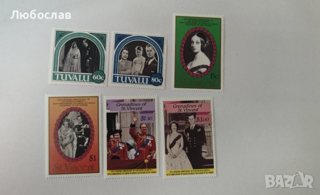 Пощенски марки от Tuvalu, St. Vincent и Grenadines 1987 –  сет 6 броя mint