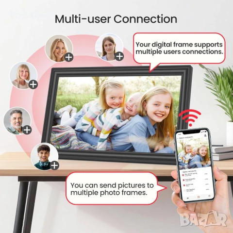 Огромна 15.6" Дигитална Wi-Fi Рамка Frameo BIGASUO – 64GB, Full HD, Смарт приложение Frameo , снимка 8 - Друга електроника - 54636583