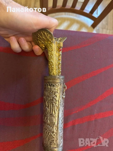 Ятаган сабя меч нож кама шашка сребрърна кания кортик, снимка 11 - Антикварни и старинни предмети - 54540390
