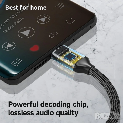 USB C Lightning към 3.5 мм жак за слушалки, USB C към AUX адаптер, съвместим със Samsung S22 Ultra, снимка 4 - USB кабели - 54190085