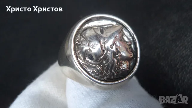 Сребърен масивен мъжки пръстен в изящен антечен стил, снимка 2 - Пръстени - 55539044