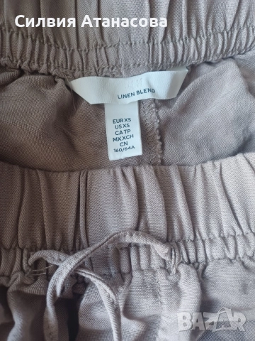 Ленен панталон H&M XS, снимка 3 - Панталони - 54778487