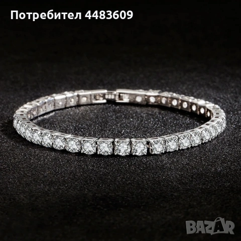 Сребърна гривна с цирконии 