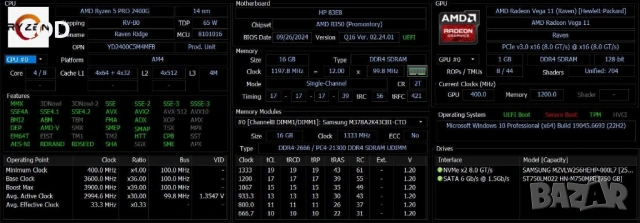 HP EliteDesk 705 G4 - Ryzen 5 2400G/ 16gb/ 256 NVMe/ Vega 11 - перфектен, снимка 3 - Работни компютри - 54380145