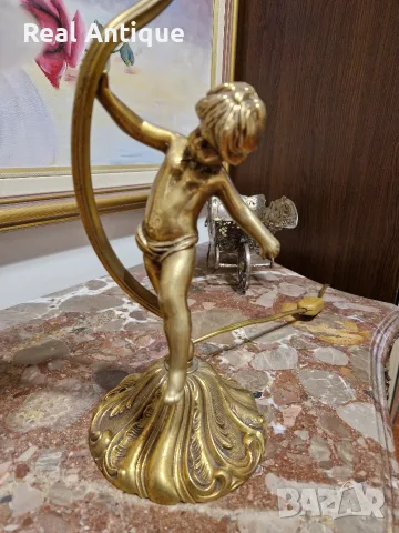 Страхотна антикварна бронзова френска фигурална лампа , снимка 5 - Антикварни и старинни предмети - 55602819