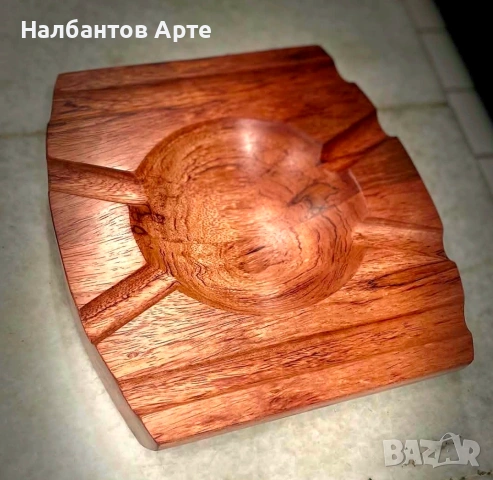 Пепелник за пури от екзотична дървесина - ръчна изработка