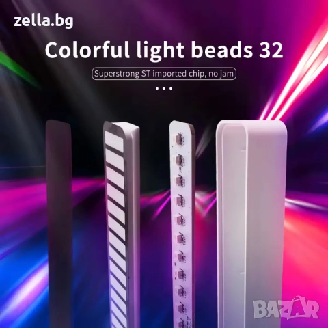 RGB LED лента с аудио активация, 32 LED диода, USB-C | Музикален VU метър за гейминг 10257, снимка 12 - Нумизматика и бонистика - 54661893