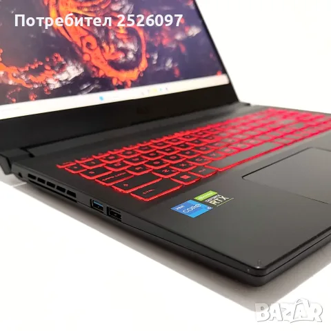 MSI Katana GF66/144Hz/i5-11400H/RTX 3060 6GB/16GB/512GB, снимка 5 - Лаптопи за игри - 55348084