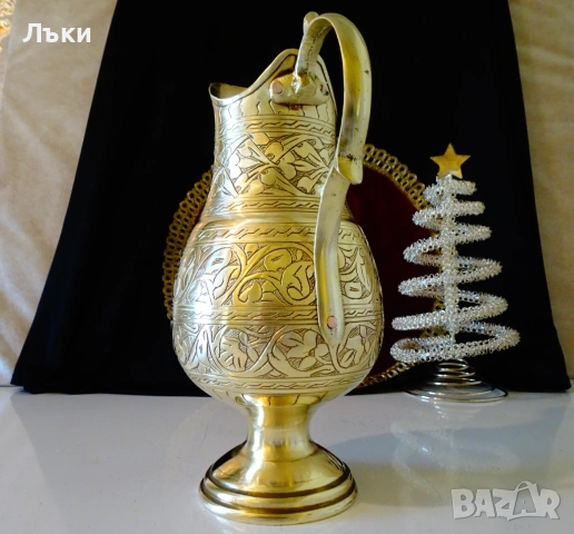 Уникална бронзова кана за вино,релефни орнаменти,позлата. , снимка 5 - Антикварни и старинни предмети - 54556028