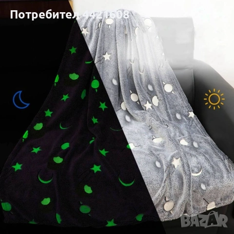 Детско одеяло, светещо в тъмното- 120 х150 см., полиестерен микрофибър. Цветове - сиво или розово, снимка 5 - Спално бельо и завивки - 54981282
