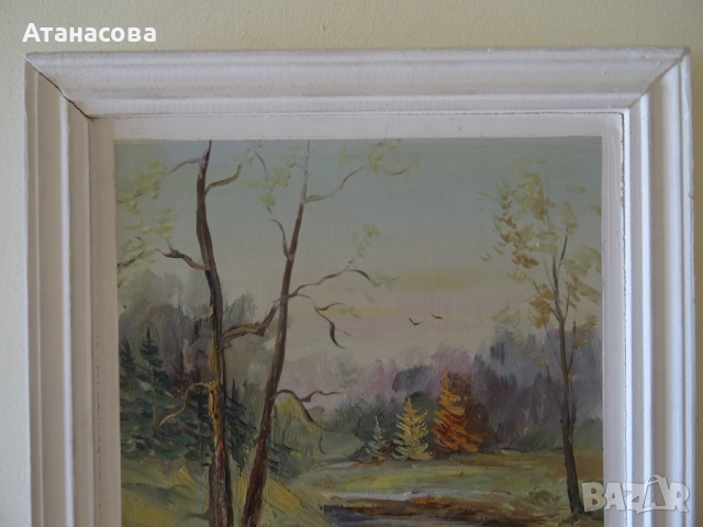Авторска картина Пейзаж масло подпис 1994 г, снимка 3 - Картини - 54169595