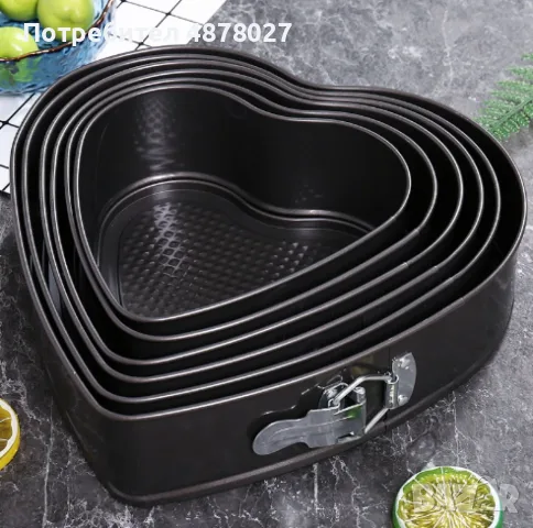 Комплект от 6бр метални форми сърце за торта, снимка 7 - Форми - 55529506