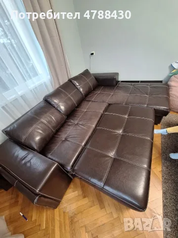 Продавам кожен диван, снимка 3 - Дивани и мека мебел - 55402754