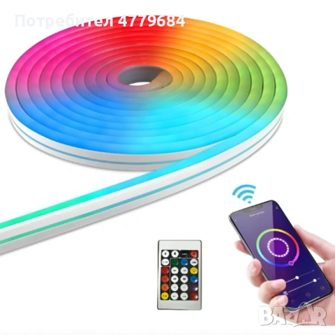 Интелигентна неонова Led лента - 5 метра, снимка 2 - Лед осветление - 54001143