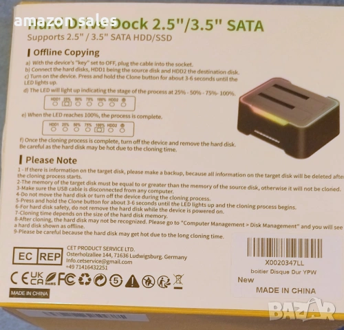 Докинг станция за RGB твърд диск, двойна докинг станция за 2,5/3,5 инча SATA HDD SSD,клониране..., снимка 3 - Твърди дискове - 54575553