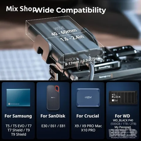 Нов Универсален държач за SSD SmallRig, снимка 2 - Друга електроника - 55500751