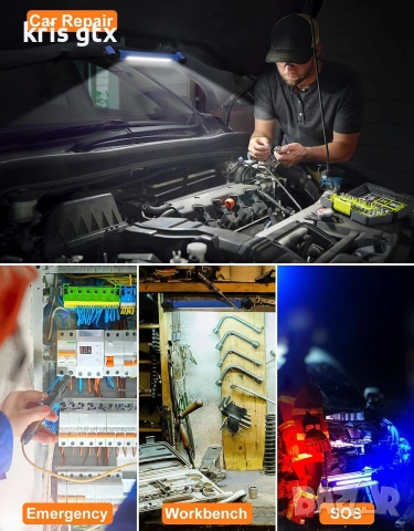 работна лампа 3000LM 6 вида светене магнитна стойка 5000mAh батерия лампа за ремонт на автомобили, снимка 8 - Аксесоари и консумативи - 55125644