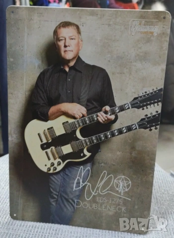 Alex Lifeson -Gibson EDS-1275 Doubleneck-метална табела(плакет)