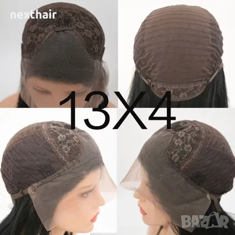 Черна права перука 70 см с дантелена зона 13x4 Lace Front, снимка 7 - Аксесоари за коса - 55402346