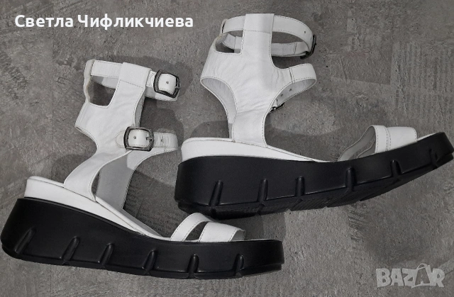 Дамски сандали на платформа бели - естествена кожа , снимка 7 - Сандали - 54874368