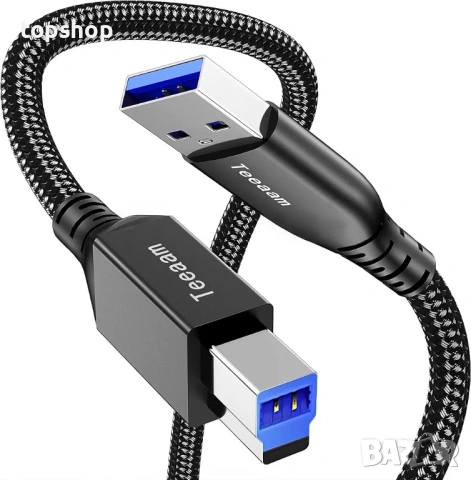 Висококачествен подсилен USB 3.0 кабел тип A към тип B с дължина 3 метра. 
