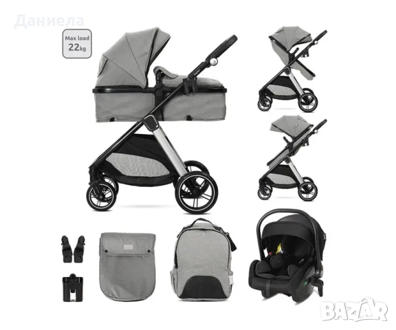Lorelli Комб.количка Aspen 3в1 grey+адаптори