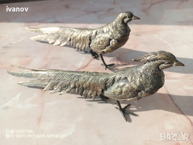 Бронзови фазани- 2 броя, снимка 3 - Антикварни и старинни предмети - 54164061