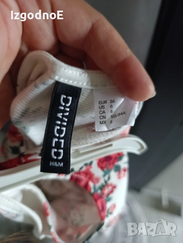 S рокля на H&M бяла на цветя, снимка 6 - Рокли - 54520458