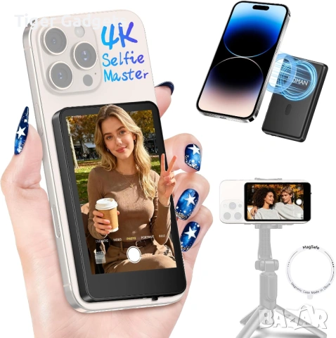 Moman XView M4 – безжичен selfie monitor дисплей за iPhone и Android, 4K/1080p vlog monitor