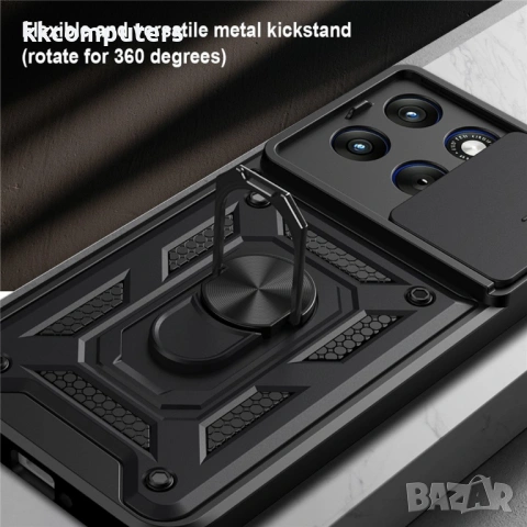 Калъф за Motorola Edge 70 Fusion+ 5G / Fusion 5G с Капаче за Камера и Стойка - PC+TPU, Военна защита, снимка 14 - Калъфи, кейсове - 54120294