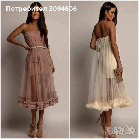 Свежа дамска рокля с тюл , снимка 4 - Рокли - 54142605