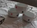 3 ретро порцеланови чаши за кафе мотив карти за игра Чехословакияя, снимка 1
