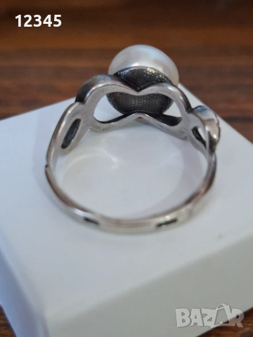 Руски сребърен пръстен с естествена перла, снимка 2 - Пръстени - 54111762