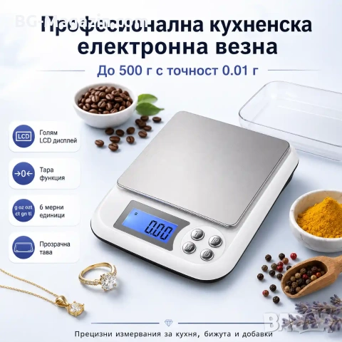Професионална точна кухненска електронна везна кантар 0.01 бижутерска за злато кафе храна прецизна