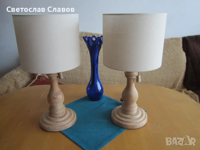 Комплект настолни /нощни/ лампи от стругован дъб