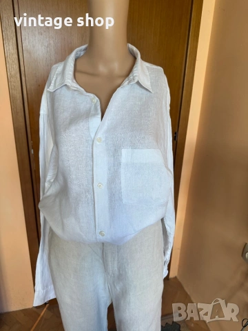 Мъжка ленена риза H&M, размер XL, снимка 4 - Ризи - 54940110