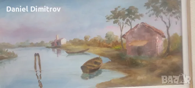 Стара картина с лодки, снимка 7 - Картини - 55406448