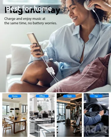 3-в-1 Lightning + USB C към Jack адаптер , снимка 4 - Друга електроника - 55396870