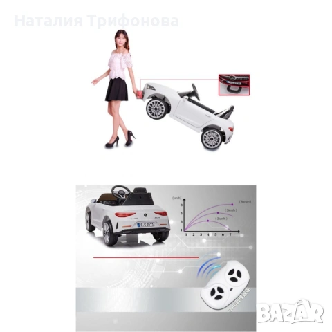 Бяла акумулаторна кола Mercedes Benz CLS350 с кожена седалка 12V, снимка 10 - Детски велосипеди, триколки и коли - 55248678