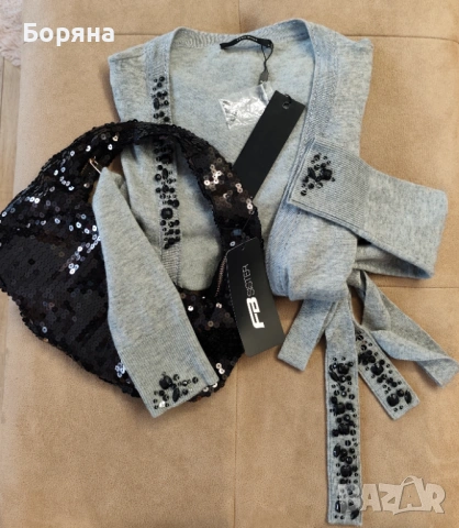 Vero Moda нова с етикет жилетка от фина вълна с черни камъни