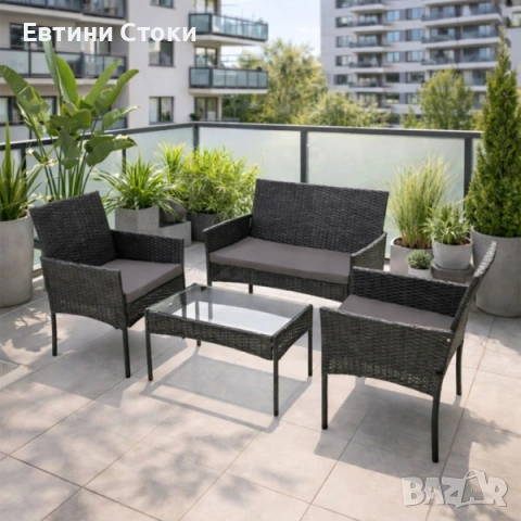 Луксозен ратанов градински комплект с маса, снимка 3 - Градински мебели, декорация  - 54203628