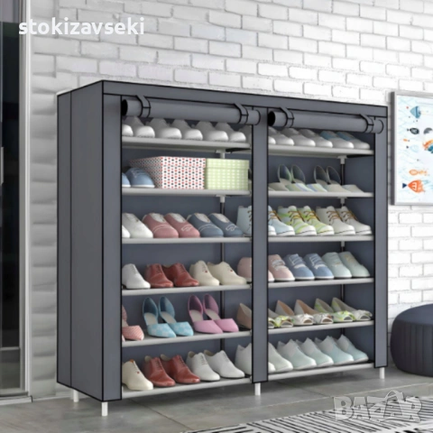 Сгъваем текстилен шкаф XXL, органайзер за дрехи, дишащ материал, снимка 6 - Шкафове - 54082719