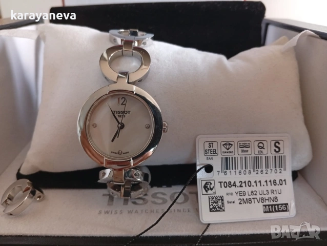 Дамски часовник с диаманти-TISSOT Pinky T084.210.11.116.01, снимка 2 - Дамски - 54932518