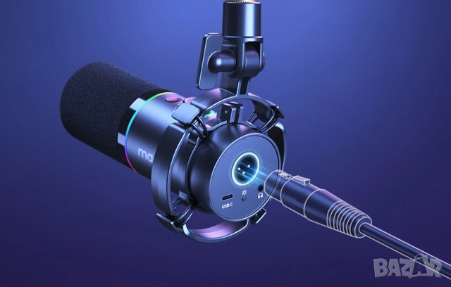 Микрофон RGB комплект с стойка за стрийминг MAONO PD200XS USB/XLR - ЧИСТО НОВ, снимка 5 - Микрофони - 54102731